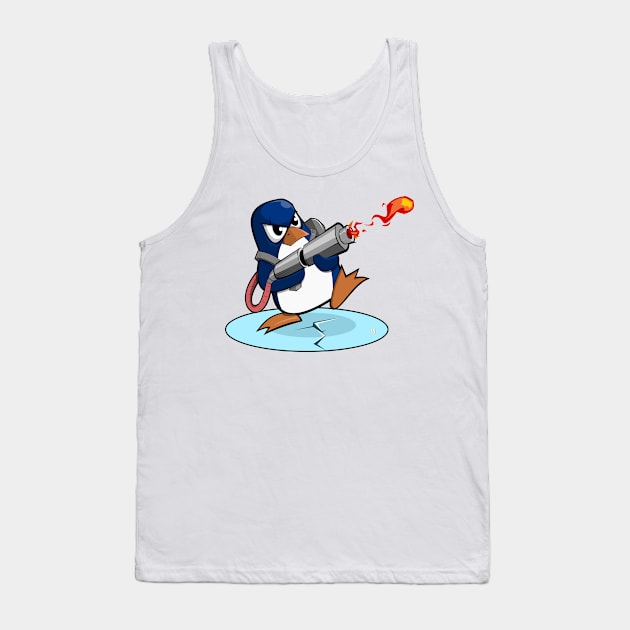 Flamethrower Penguin Tank Top by vhzc